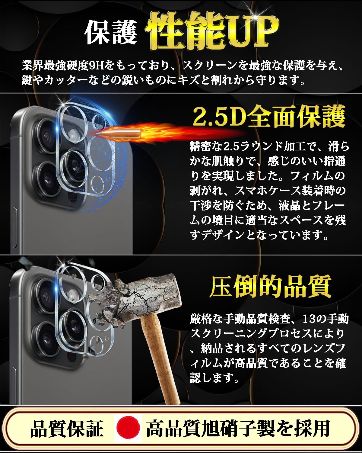 Amazon | 対応 iPhone 16 Pro/16 ProMax カメラフィルム アイフォン16